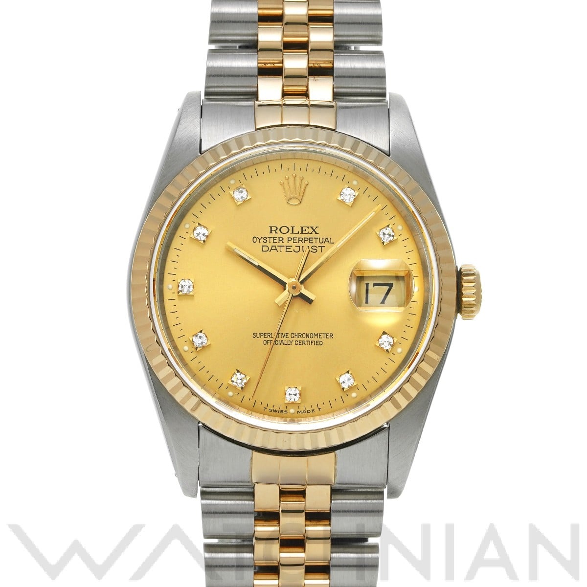 ロレックス デイトジャスト 16233G シャンパン/ダイヤモンド メンズ 時計 【中古】【wristwatch】