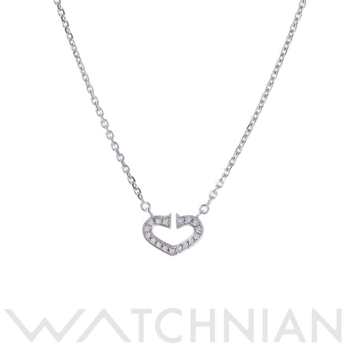 カルティエ Cハート ネックレス パヴェ ホワイト K18ホワイトゴールド WG レディース ジュエリー 【中古】【jewelry】