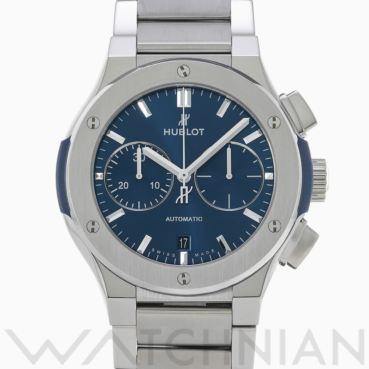 ウブロ クラシックフュージョン クロノグラフ チタニウム ブルー ブレスレット 520.NX.7170.NX ブルー メンズ 時計 【中古】【wristwatch】