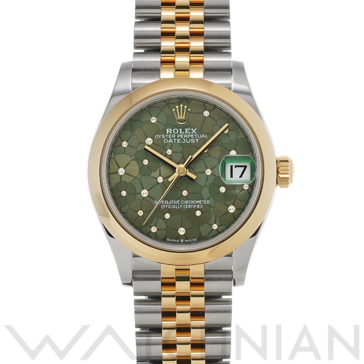ロレックス デイトジャスト 31 278243 オリーブグリーン フローラルモチーフ/ダイヤモンド ユニセックス 時計 【中古】【wristwatch】