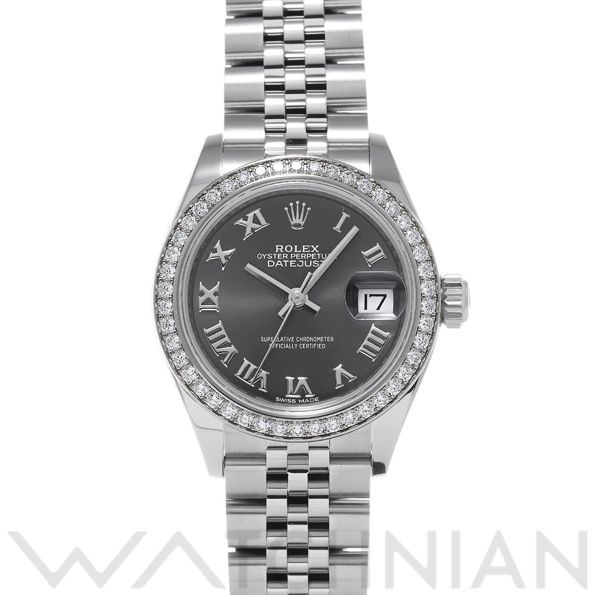 ロレックス レディ デイトジャスト 28 279384RBR ダークグレー レディース 時計 【中古】【wristwatch】