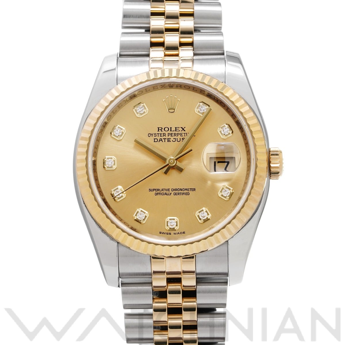 ロレックス デイトジャスト 36 116233G シャンパン/ダイヤモンド メンズ 時計 【中古】【wristwatch】