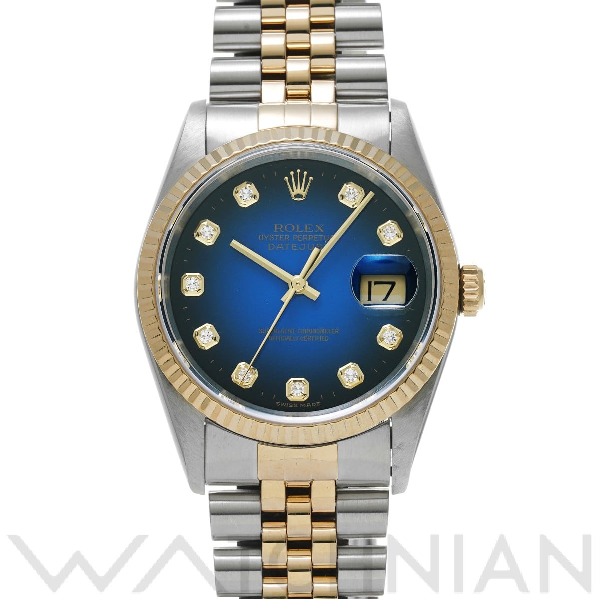 ロレックス デイトジャスト 16233G ブルー・グラデーション/ダイヤモンド メンズ 時計 【中古】【wristwatch】