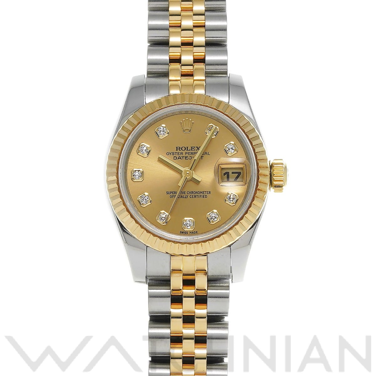 ロレックス デイトジャスト 179173G シャンパン/ダイヤモンド レディース 時計 【中古】【wristwatch】