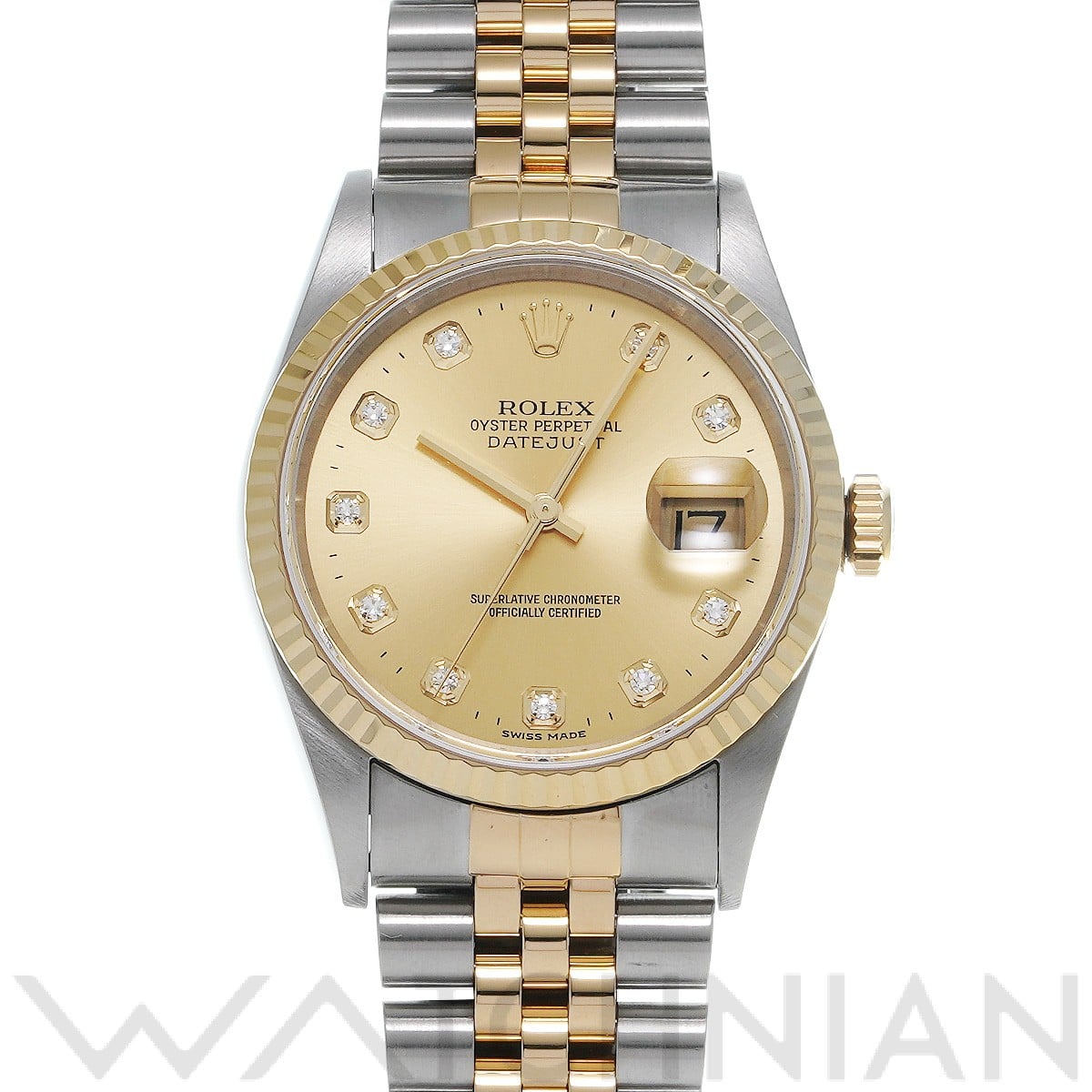 ロレックス デイトジャスト 16233G シャンパン/ダイヤモンド メンズ 時計 【中古】【wristwatch】