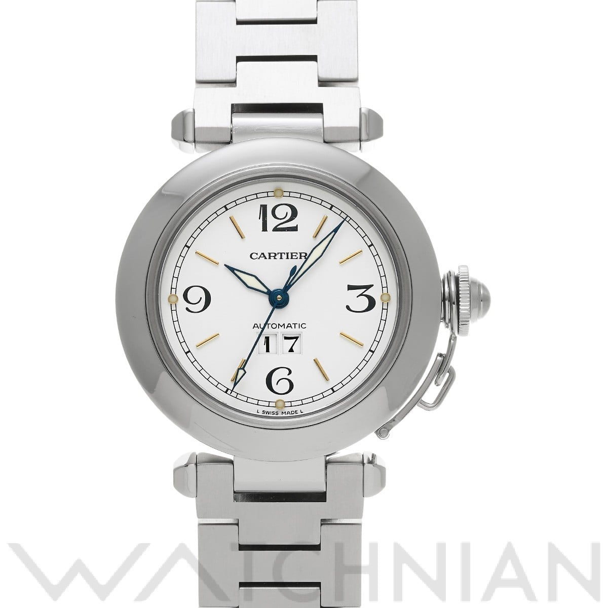 カルティエ パシャC ビッグデイト W31044M7 ホワイト ユニセックス 時計 【中古】【wristwatch】