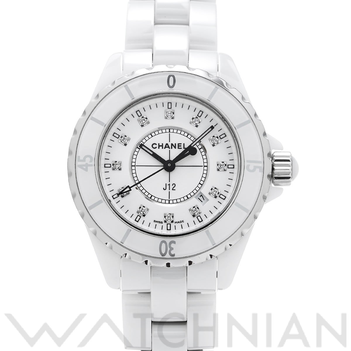 シャネル / CHANEL J12 33MM H1628 ホワイト/ダイヤモンド レディース 時計 【中古】【wristwatch】