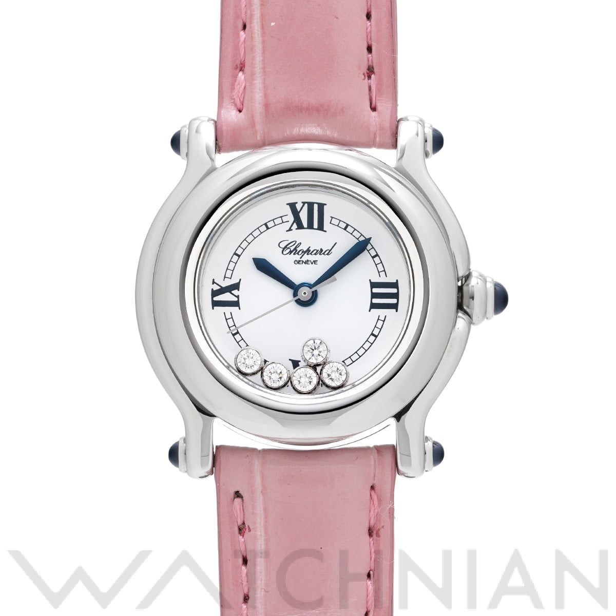 ショパール ハッピースポーツ 27/8245-23 ホワイト/ムービングダイヤモンド レディース 時計 【中古】【wristwatch】
