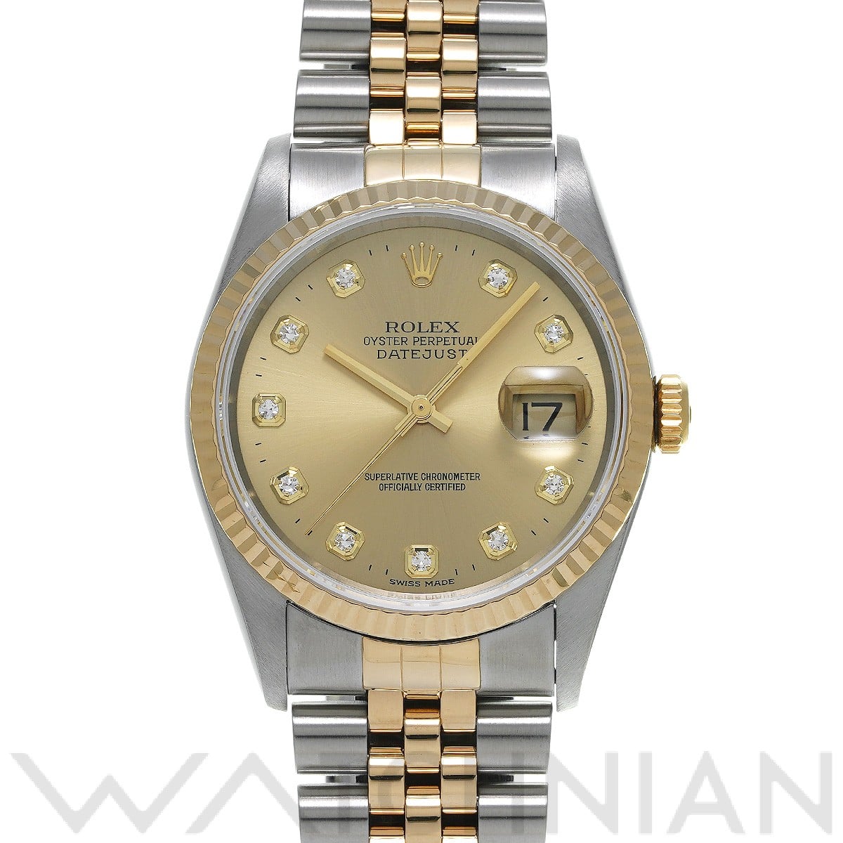 ロレックス デイトジャスト 16233G シャンパン/ダイヤモンド メンズ 時計 【中古】【wristwatch】
