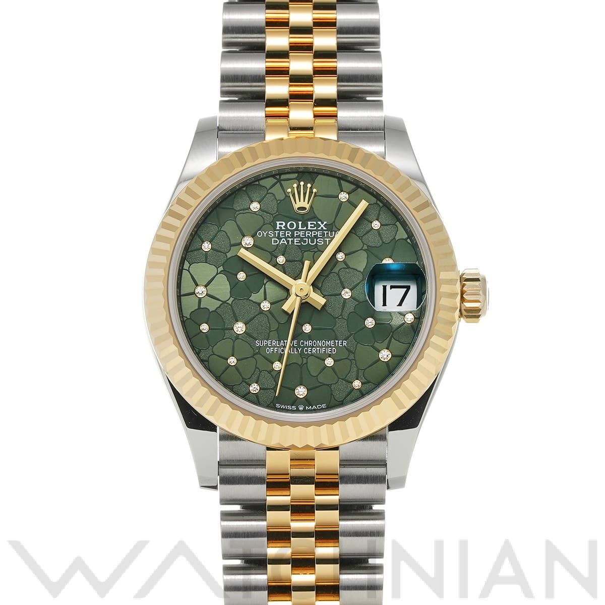 ロレックス デイトジャスト 31 278273 オリーブグリーン フローラルモチーフ/ダイヤモンド ユニセックス 時計 【中古】【wristwatch】