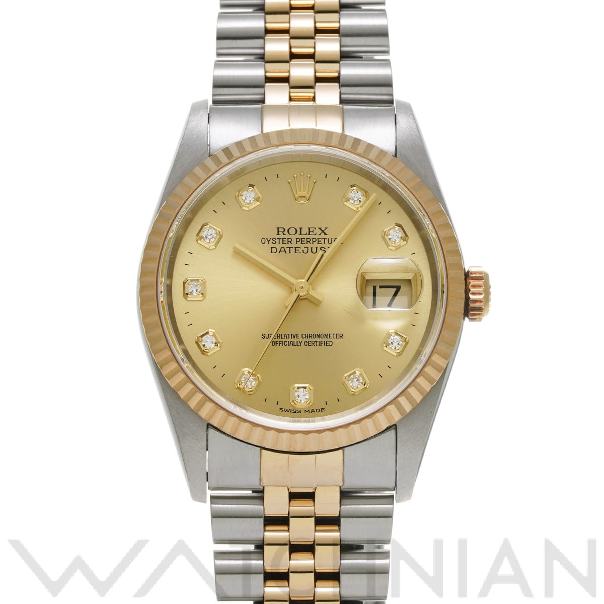 ロレックス デイトジャスト 36 16233G シャンパン/ダイヤモンド メンズ 時計 【中古】【wristwatch】