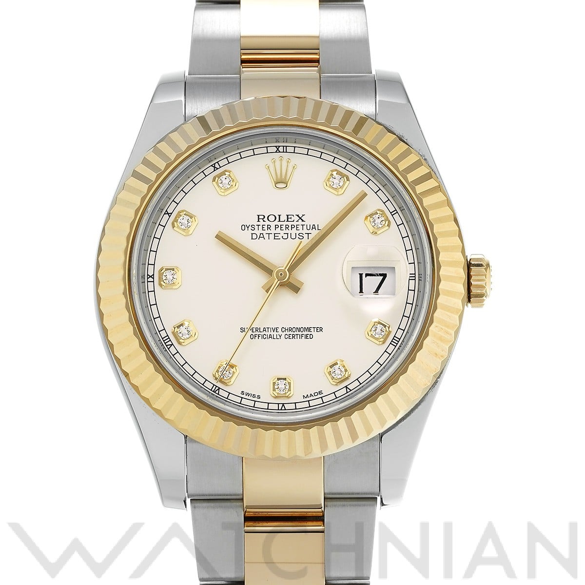 ロレックス デイトジャストII 116333G アイボリー/ダイヤモンド メンズ 時計 【中古】【wristwatch】