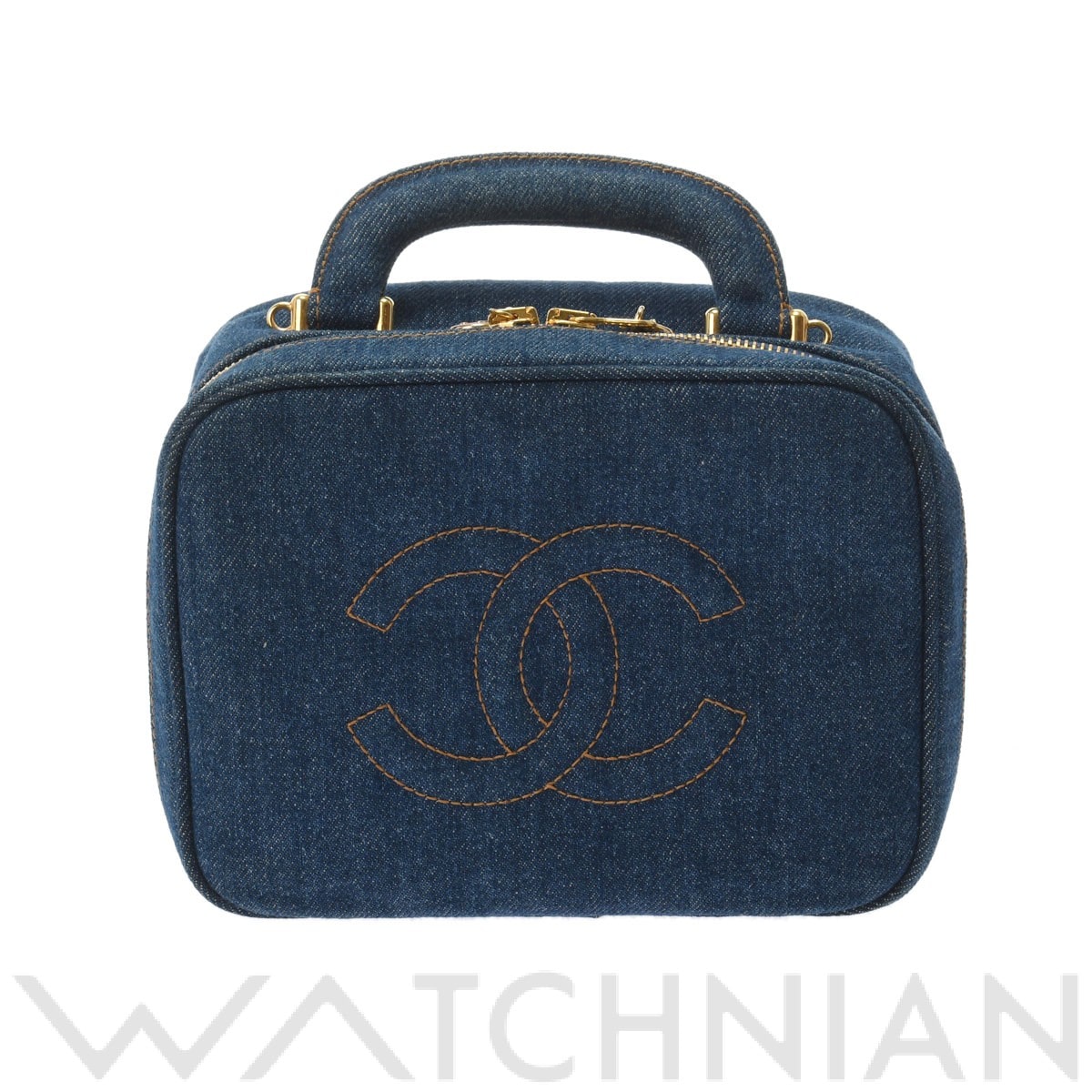 シャネル 2WAYバニティ ブルー/ゴールド金具 A07061 デニム レディース バッグ 【中古】【bag】
