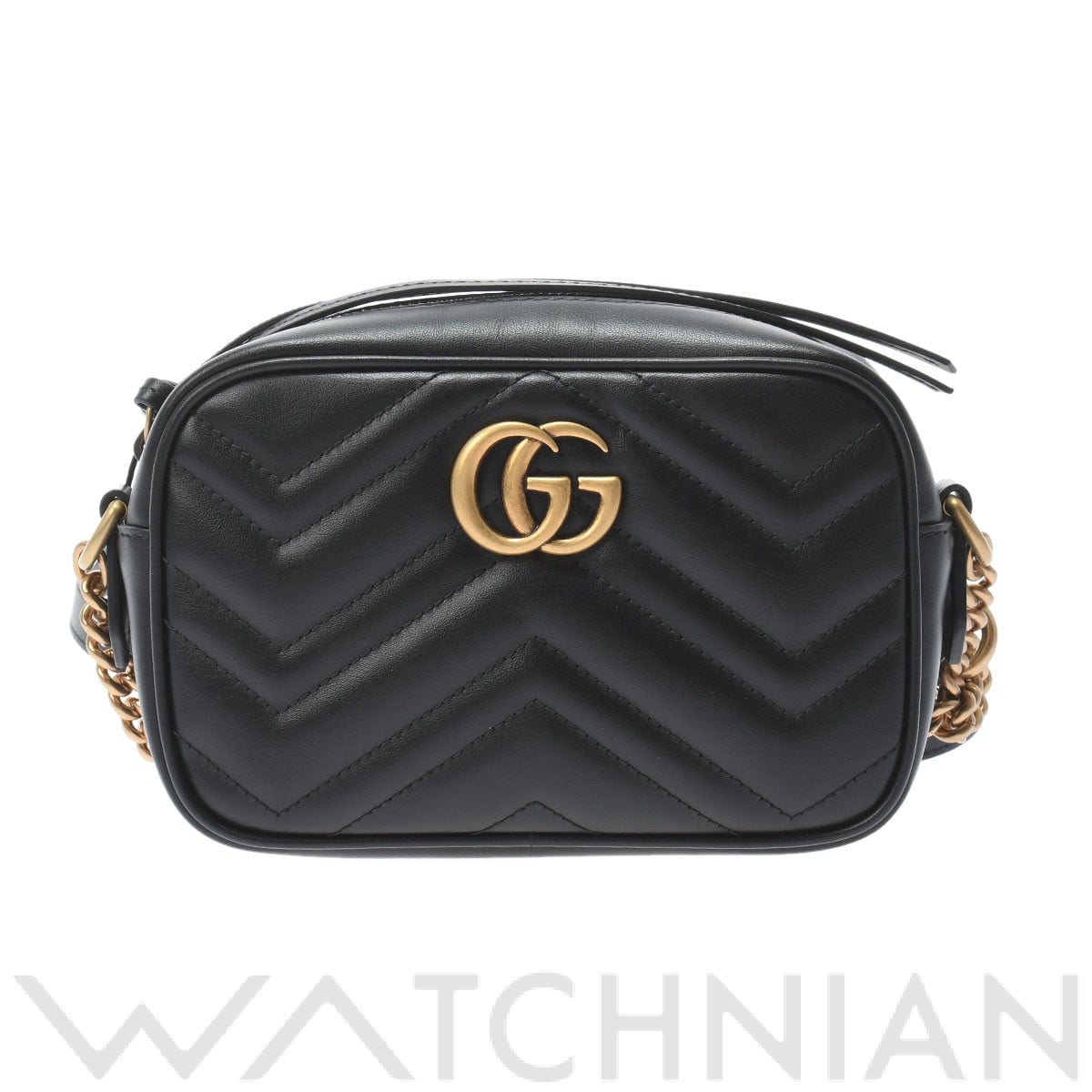 グッチ GGマーモント キルティング ミニバッグ ブラック/ゴールド金具 448065 キルティング レザー レディース バッグ 【未使用】【bag】