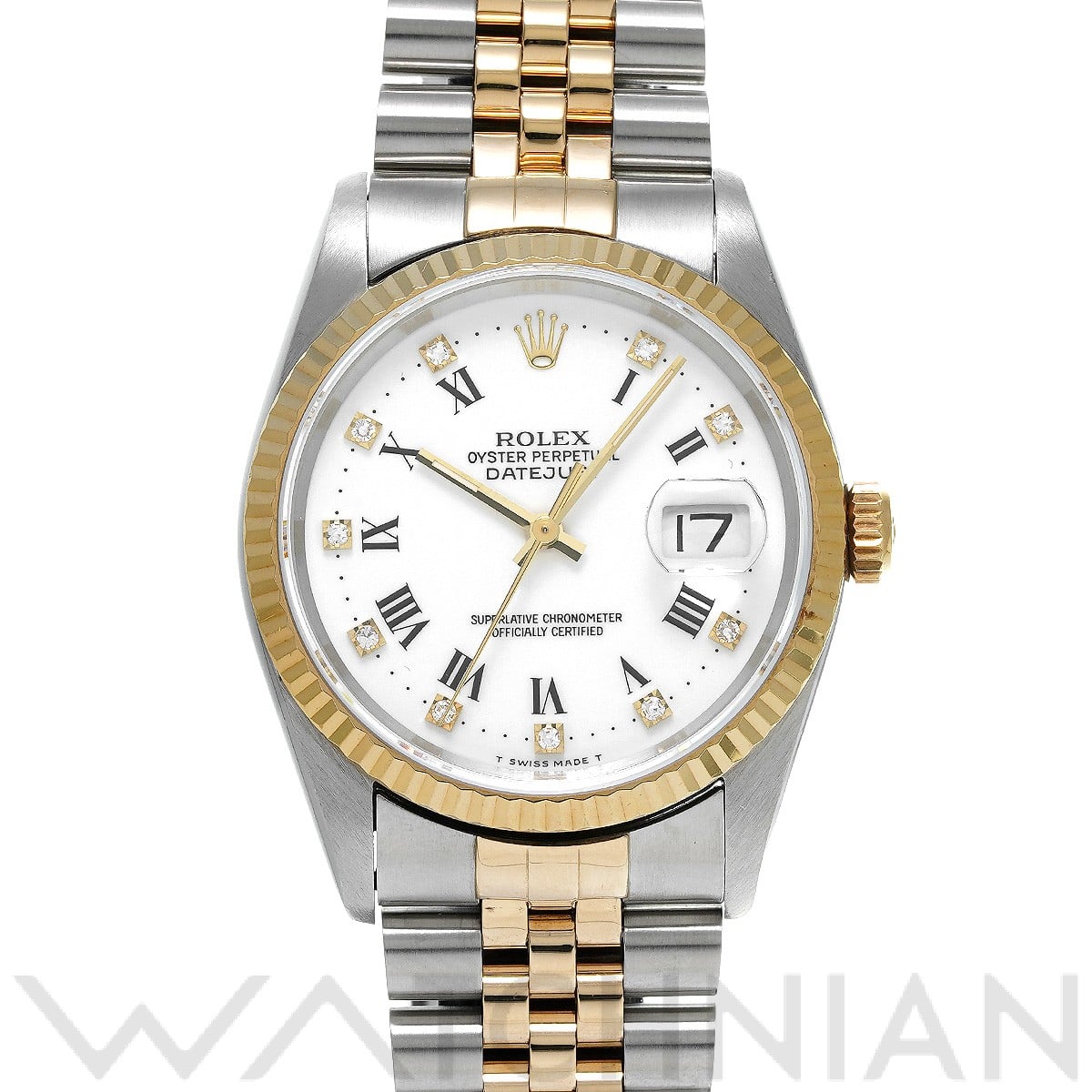 ロレックス デイトジャスト 16233G ホワイト/ダイヤモンド メンズ 時計 【中古】【wristwatch】