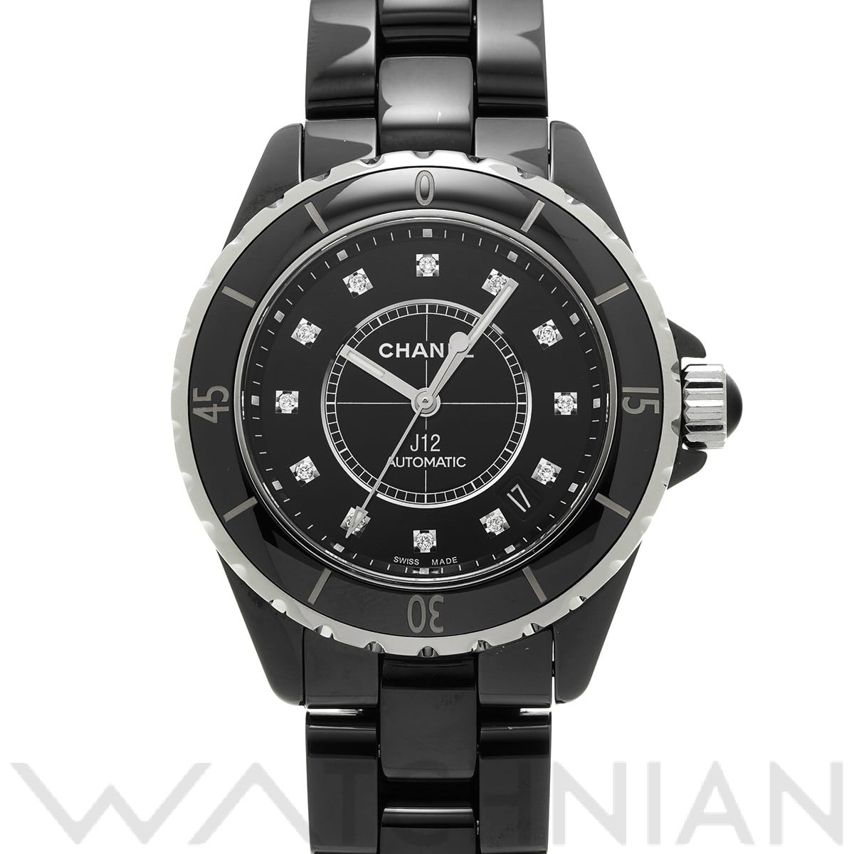 シャネル / CHANEL J12 38MM H1626 ブラックラッカー/ダイヤモンド メンズ 時計 【中古】【wristwatch】