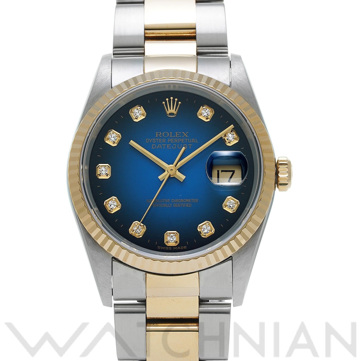 ロレックス デイトジャスト 16233G ブルー・グラデーション/ダイヤモンド メンズ 時計 【中古】【wristwatch】