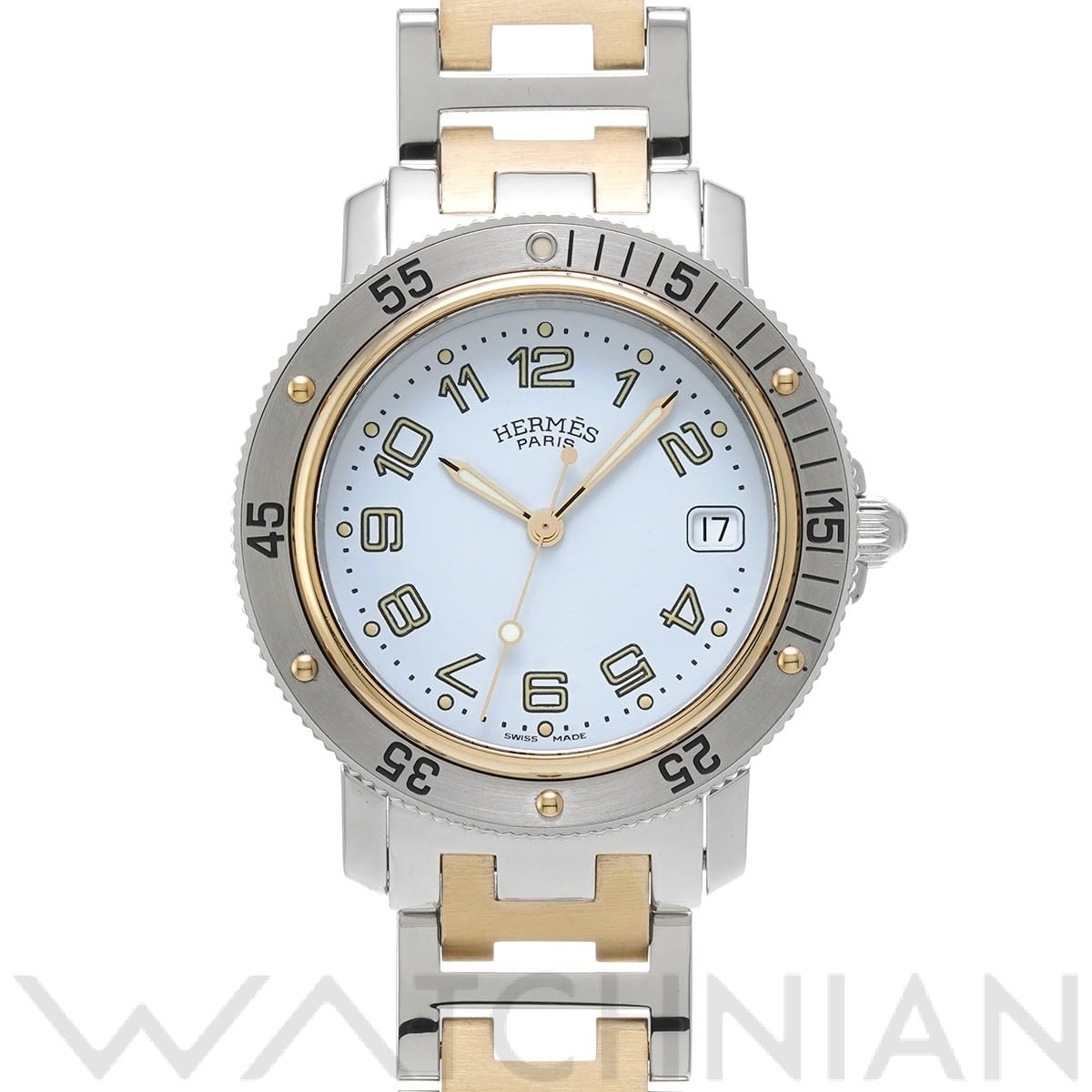 エルメス クリッパー CL7.720 ホワイト メンズ 時計 【中古】【wristwatch】