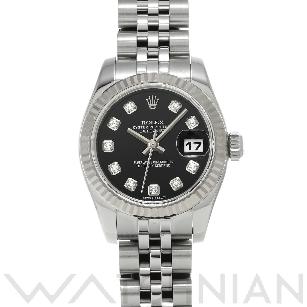 ロレックス レディ デイトジャスト 26 179174G ブラック/ダイヤモンド レディース 時計 【中古】【wristwatch】