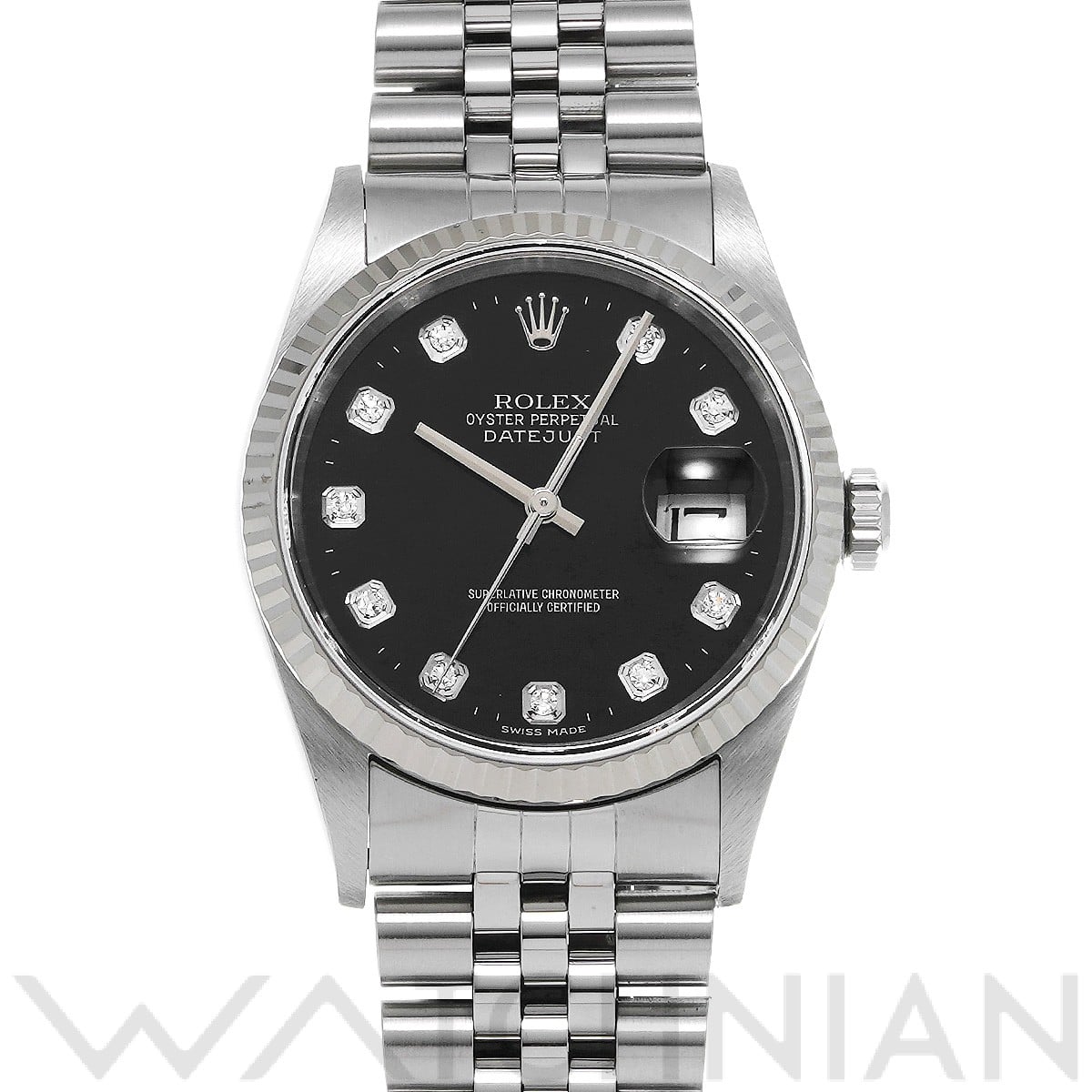 ロレックス デイトジャスト 16234G ブラック/ダイヤモンド メンズ 時計 【中古】【wristwatch】