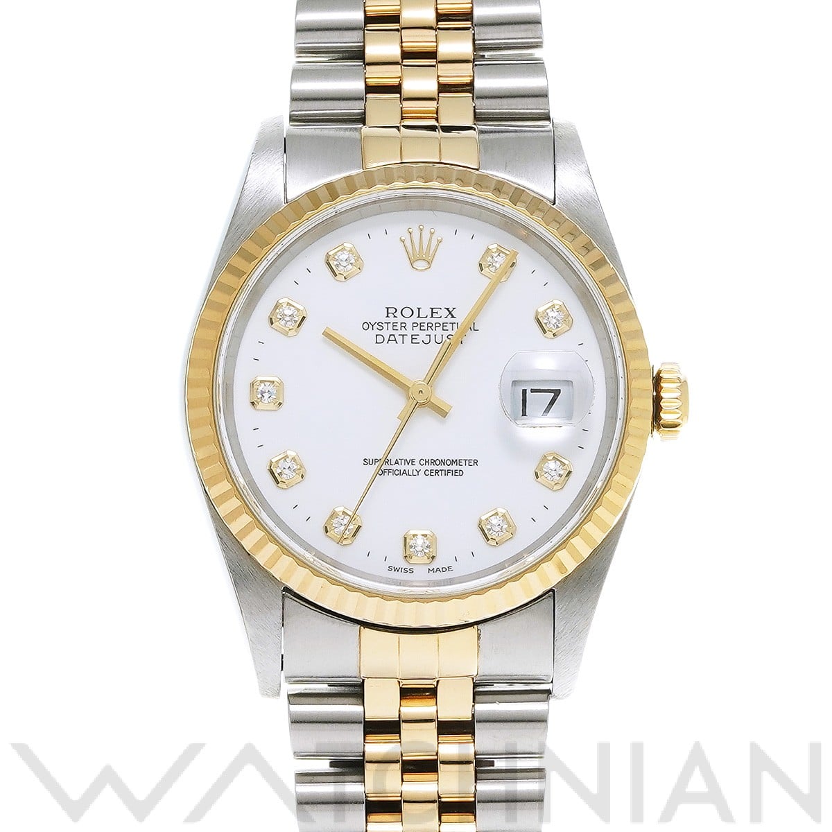 ロレックス デイトジャスト 36 16233G ホワイト/ダイヤモンド メンズ 時計 【中古】【wristwatch】