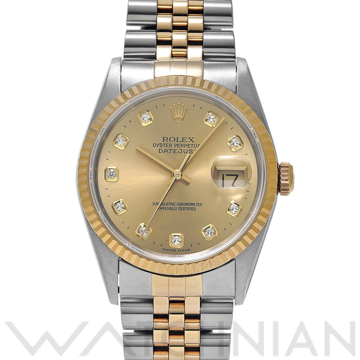 ロレックス デイトジャスト 16233G シャンパン/ダイヤモンド メンズ 時計 【中古】【wristwatch】
