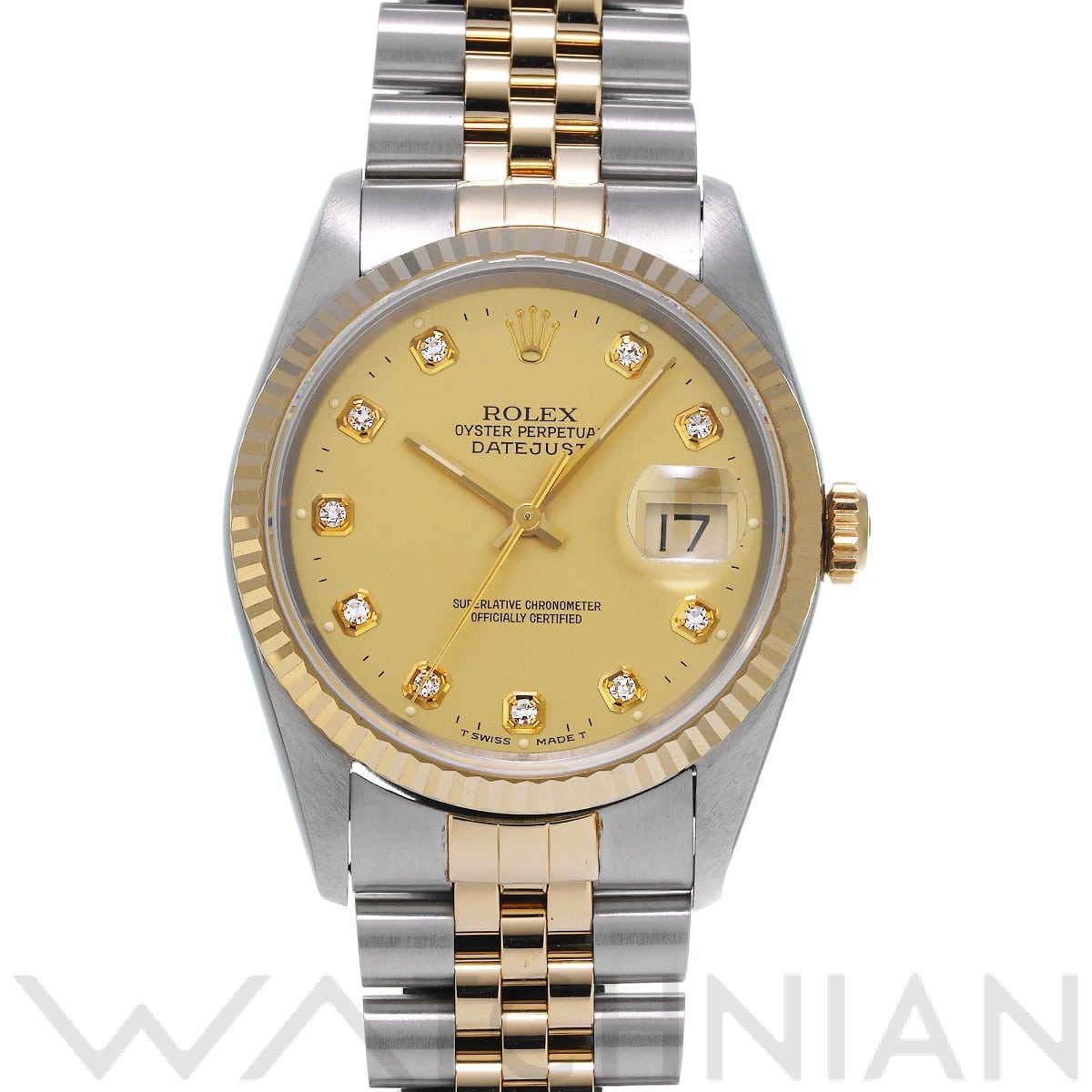 ロレックス デイトジャスト 16233G シャンパン/ダイヤモンド メンズ 時計 【中古】【wristwatch】