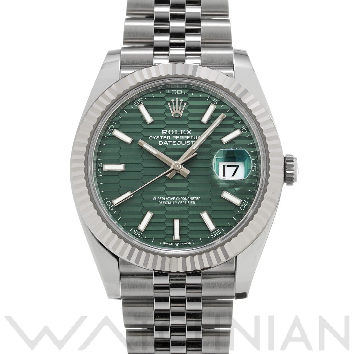 ロレックス デイトジャスト 41 126334 ミントグリーン フルーテッドモチーフ メンズ 時計 【中古】【wristwatch】