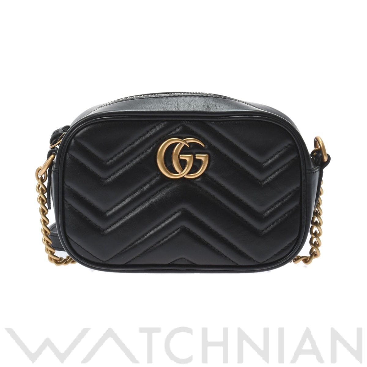 グッチ GGマーモント キルティング ミニバッグ ブラック/ゴールド金具 448065 レザー レディース バッグ 【中古】【bag】