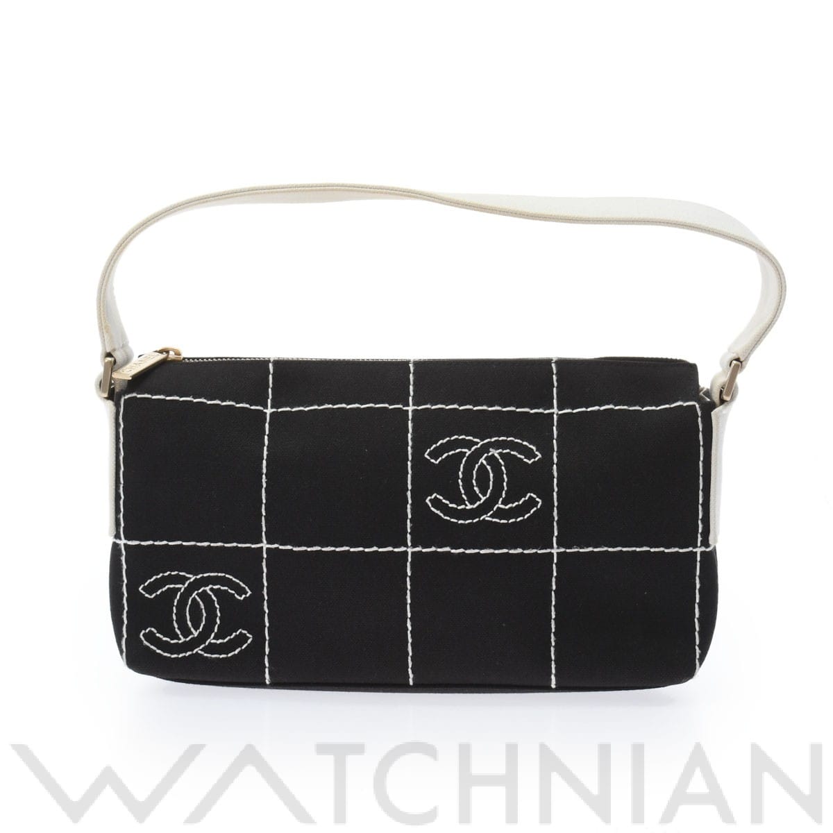 シャネル / CHANEL チョコバー ハンドバッグ ブラック/ホワイト/ゴールド金具 キャンバス レディース バッグ 【中古】【bag】