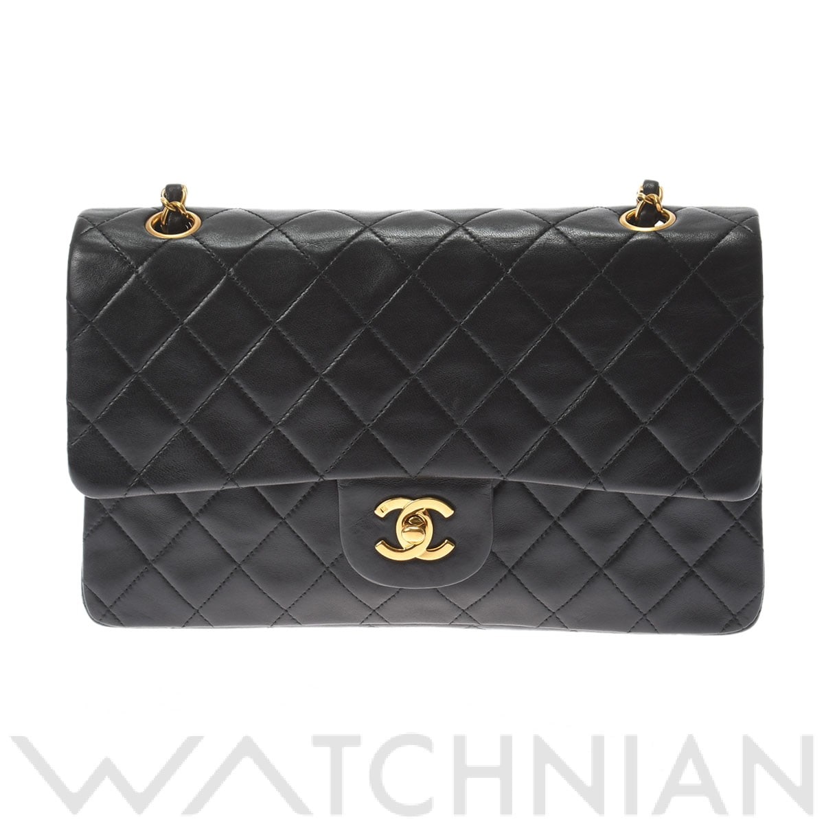 シャネル / CHANEL マトラッセ Wフラップチェーンショルダー25 ブラック/ゴールド金具 A01112 ラムスキン レディース バッグ 【中古】【bag】