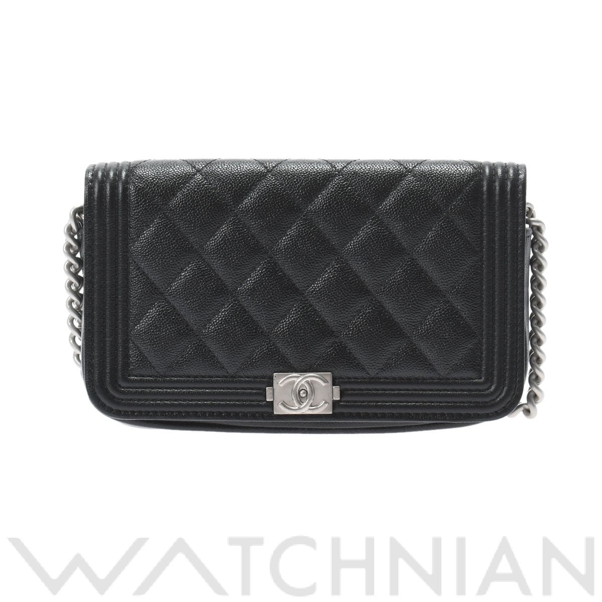 シャネル / CHANEL ボーイシャネルフラップフォンケース ブラック/シルバー金具 AP3013 グレインドカーフスキン レディース バッグ 【未使用】【bag】