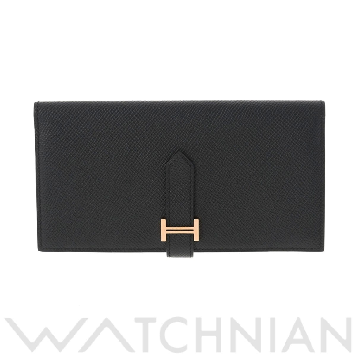 エルメス ベアンスフレ ブラック/ゴールド金具 ヴォーエプソン レディース 財布 【中古】【purse】