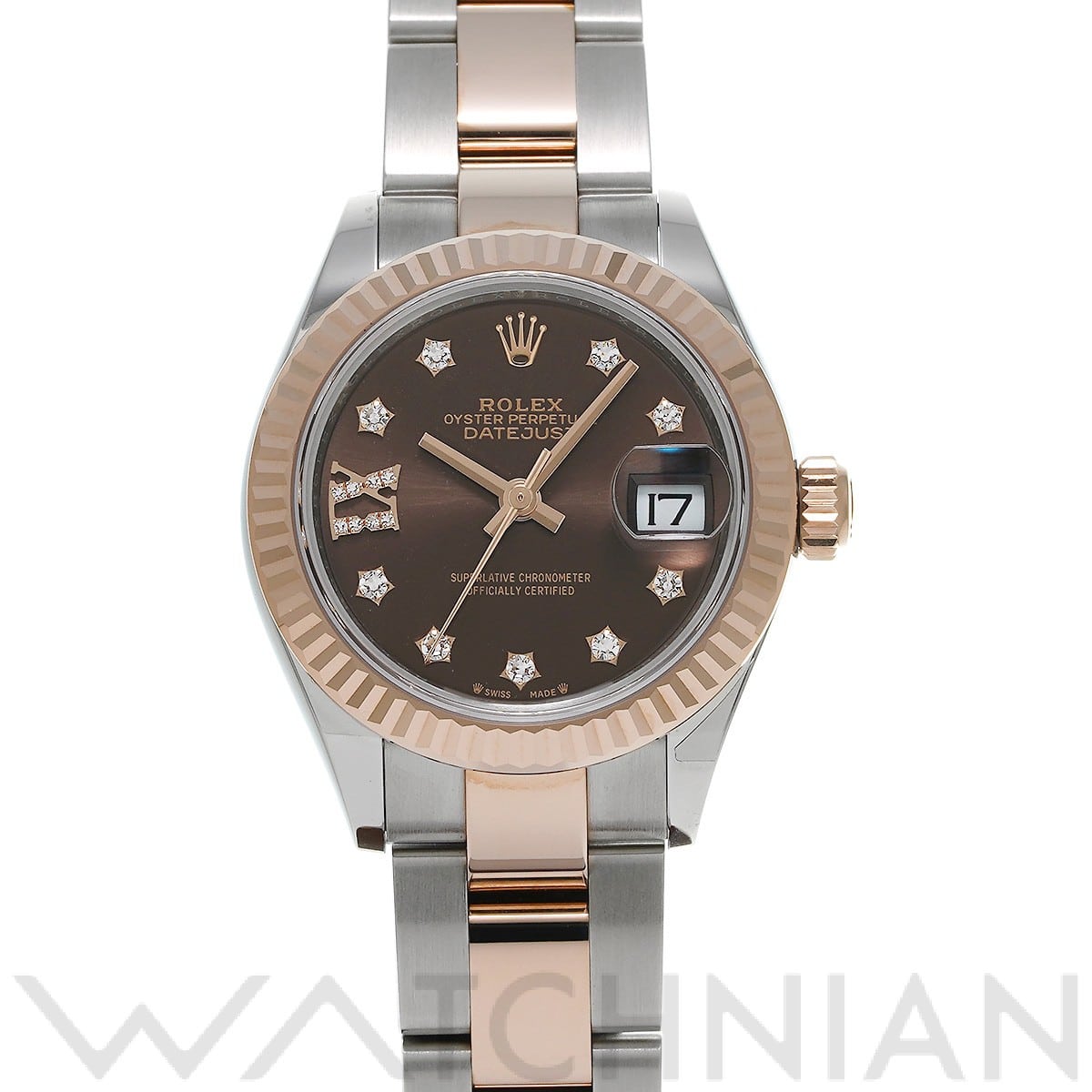 ロレックス レディ デイトジャスト 28 279171G チョコレート/ダイヤモンド レディース 時計 【中古】【wristwatch】