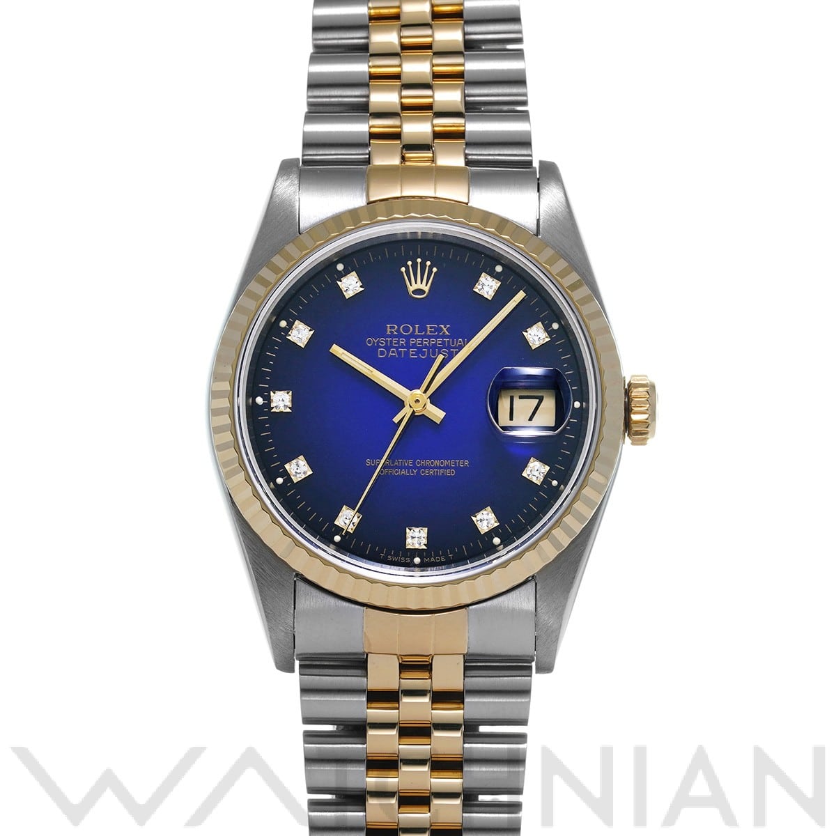 ロレックス デイトジャスト 16233G ブルー・グラデーション/ダイヤモンド メンズ 時計 【中古】【wristwatch】