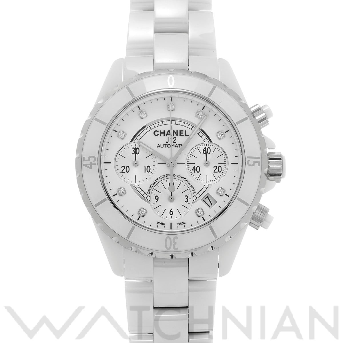 シャネル / CHANEL J12 クロノグラフ 41MM H2009 ホワイトラッカー/シルバー/ダイヤモンド メンズ 時計 【中古】【wristwatch】