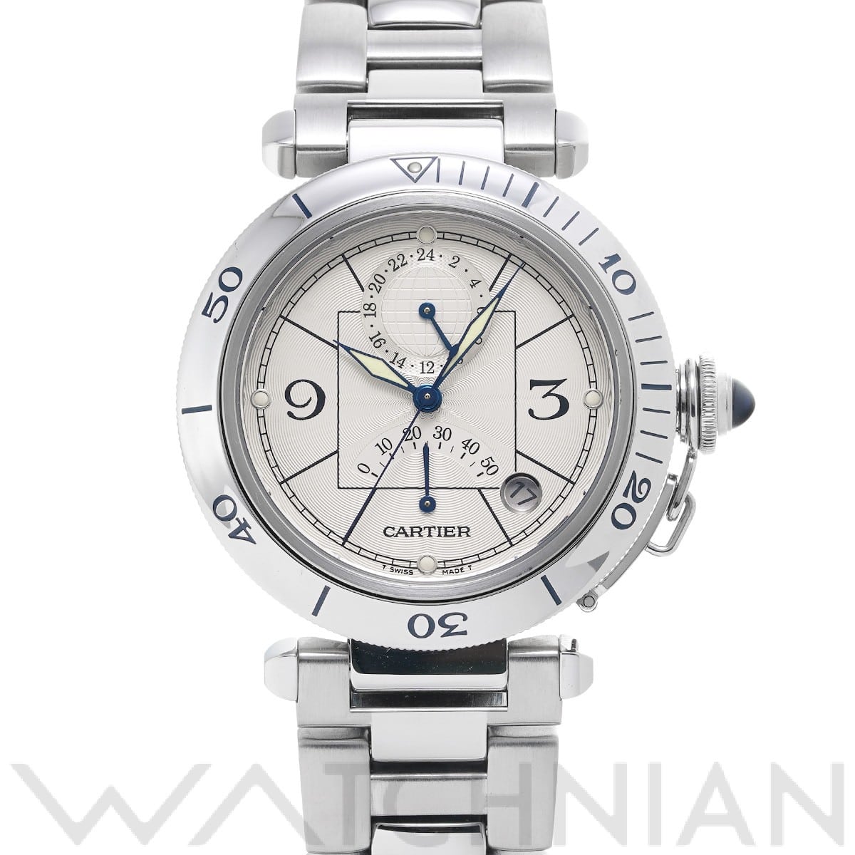 カルティエ / CARTIER パシャ ドゥ カルティエ タイムゾーン 38mm W31037H3 シルバー メンズ 時計 【中古】【wristwatch】