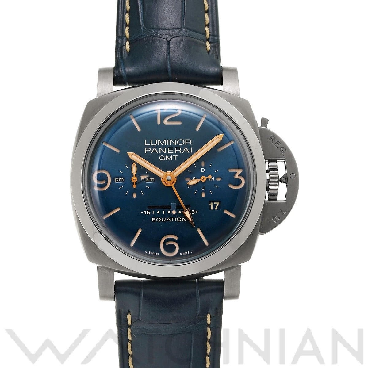 パネライ ルミノール 1950 イクエーション オブ タイム 8デイズ GMT チタニオ PAM00670 ブルー メンズ 時計 【中古】【wristwatch】