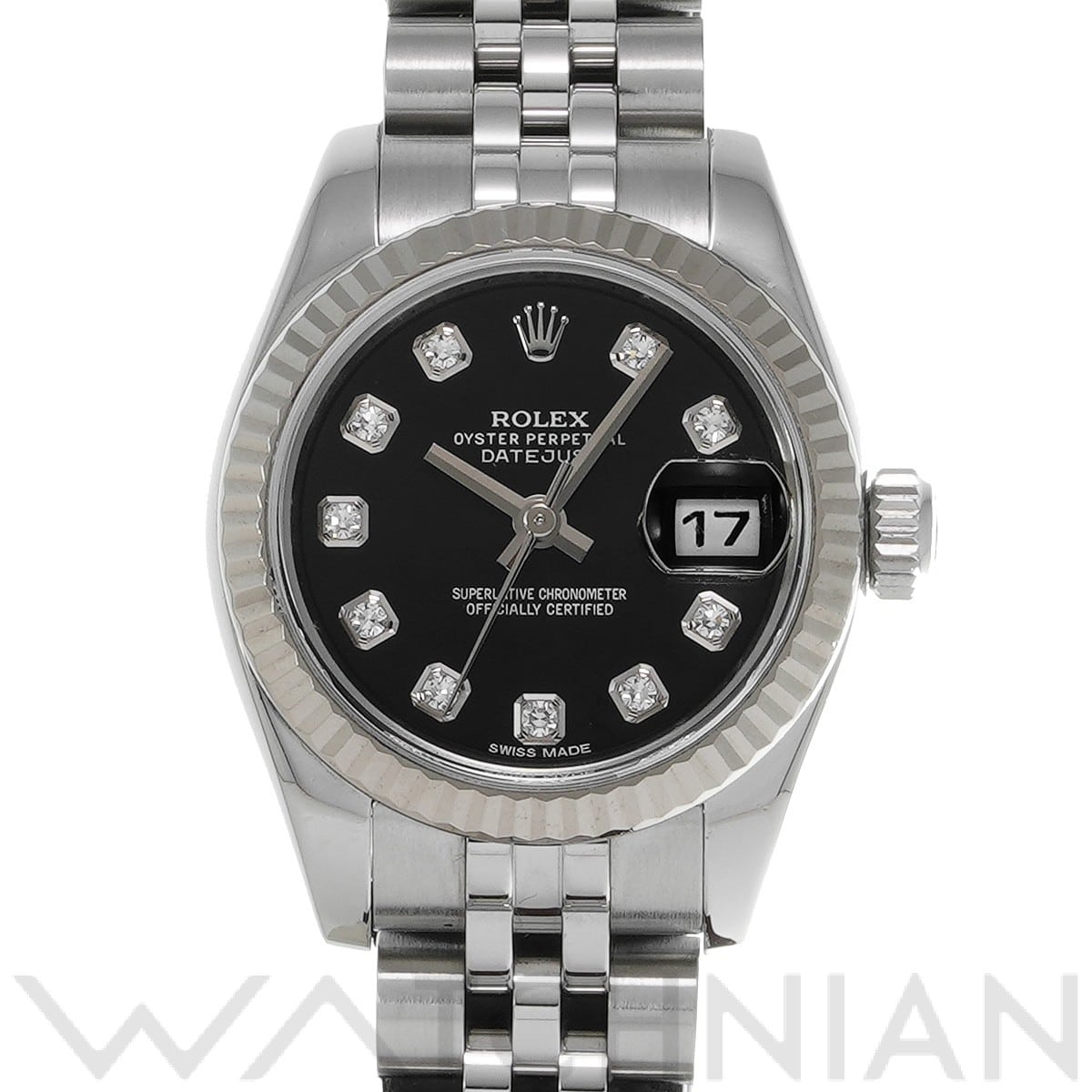 ロレックス レディ デイトジャスト 26 179174G ブラック/ダイヤモンド レディース 時計 【中古】【wristwatch】