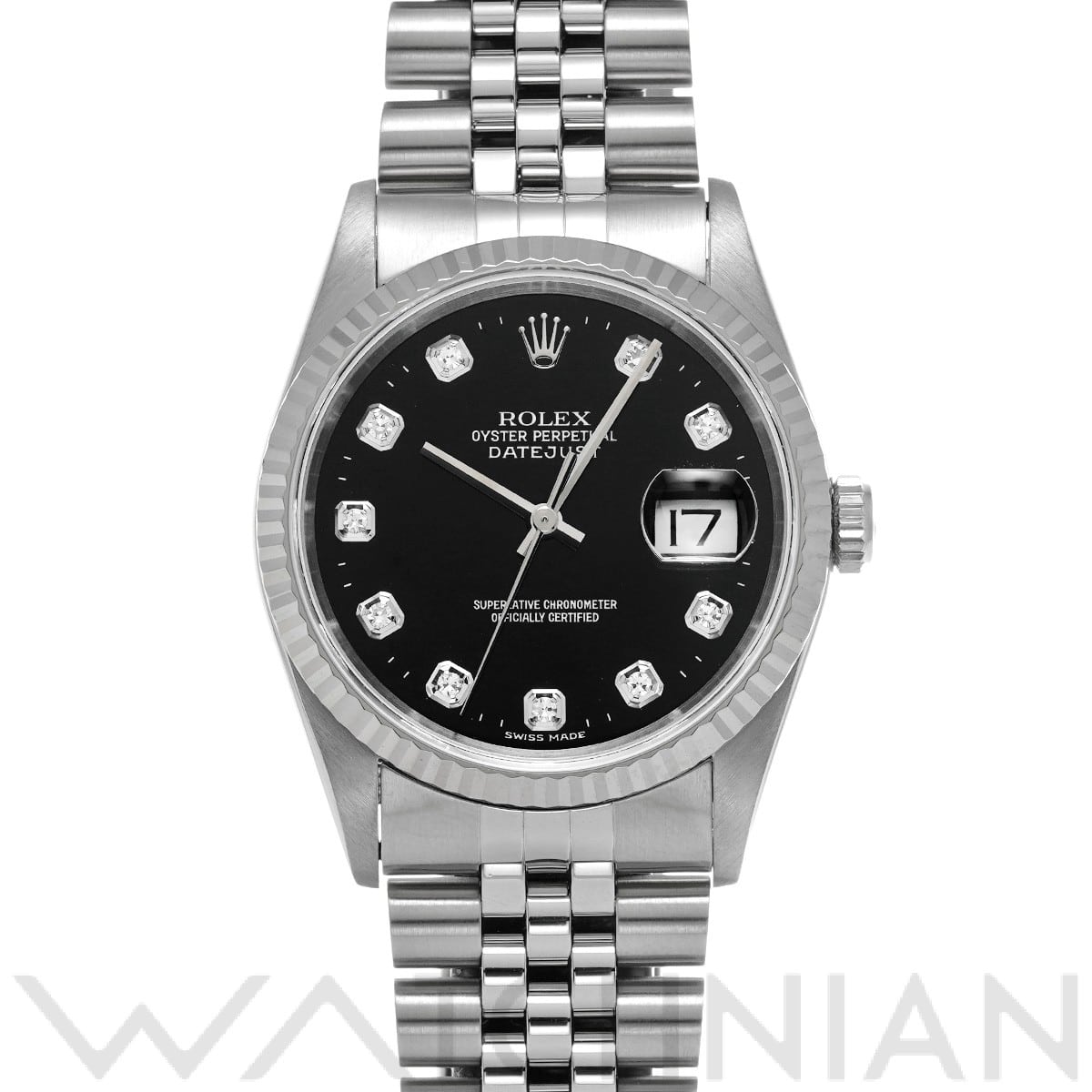 ロレックス デイトジャスト 16234G ブラック/ダイヤモンド メンズ 時計 【中古】【wristwatch】