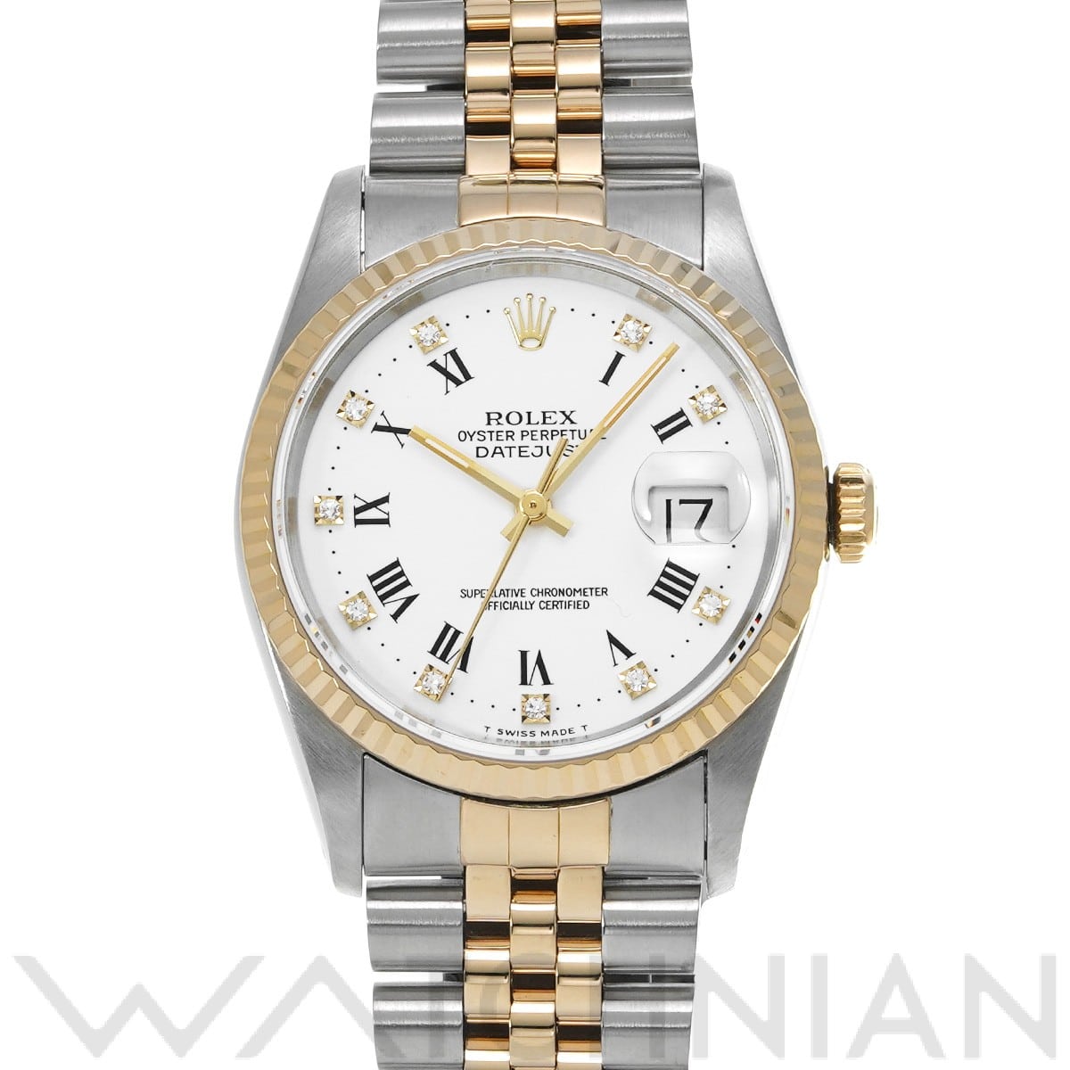 ロレックス デイトジャスト 16233G ホワイト/ダイヤモンド メンズ 時計 【中古】【wristwatch】