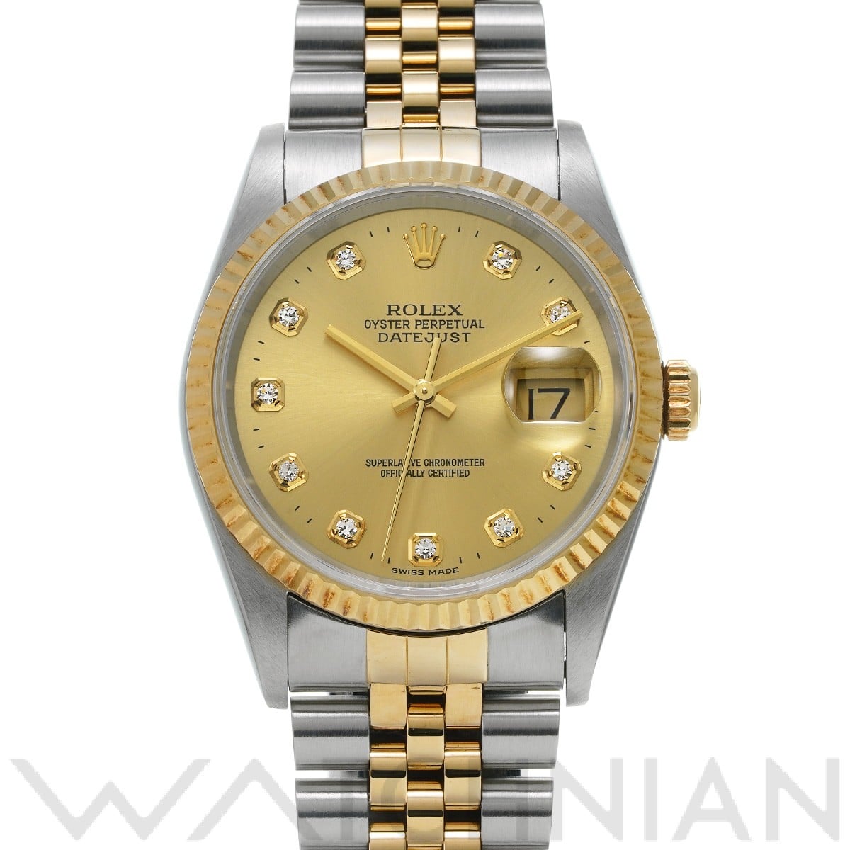 ロレックス デイトジャスト 16233G シャンパン/ダイヤモンド メンズ 時計 【中古】【wristwatch】