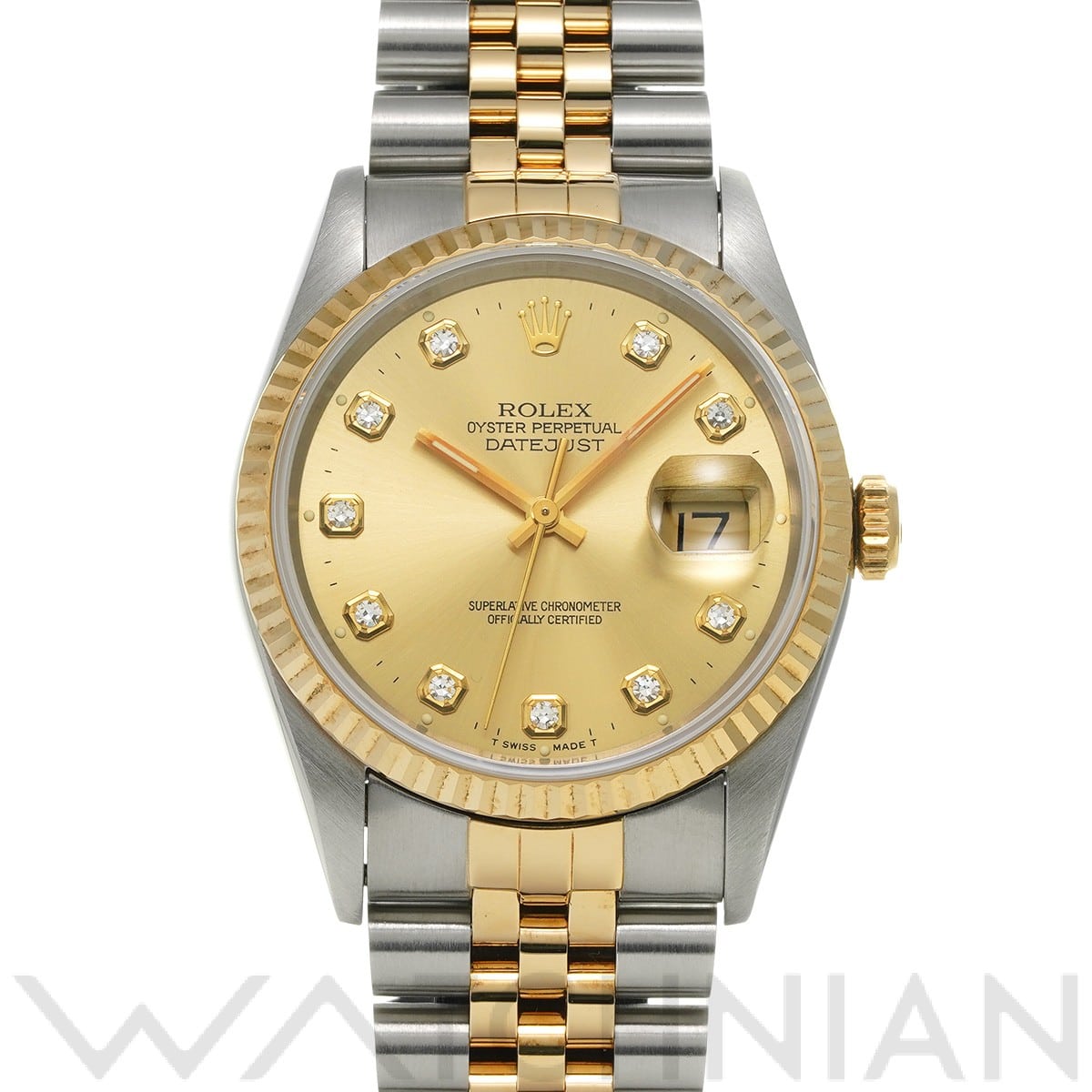 ロレックス デイトジャスト 16233G シャンパン/ダイヤモンド メンズ 時計 【中古】【wristwatch】
