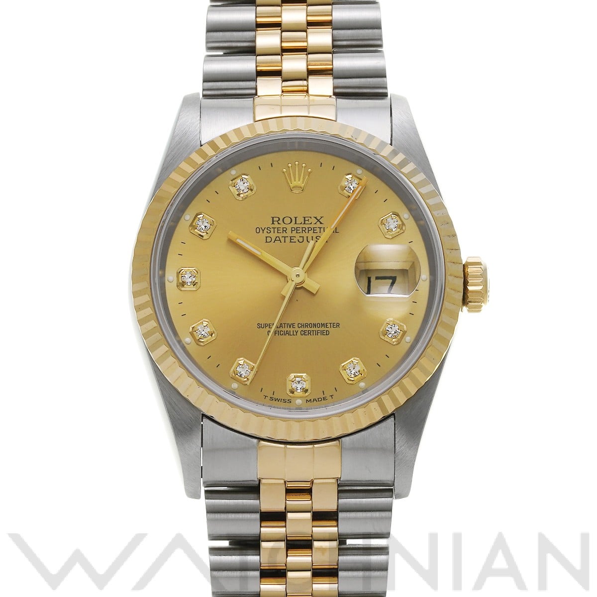 ロレックス デイトジャスト 16233G シャンパン/ダイヤモンド メンズ 時計 【中古】【wristwatch】