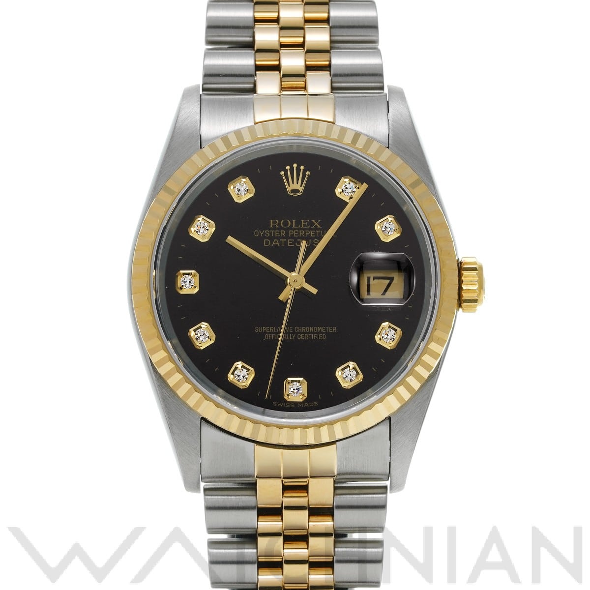 ロレックス デイトジャスト 16233G ブラック/ダイヤモンド メンズ 時計 【中古】【wristwatch】