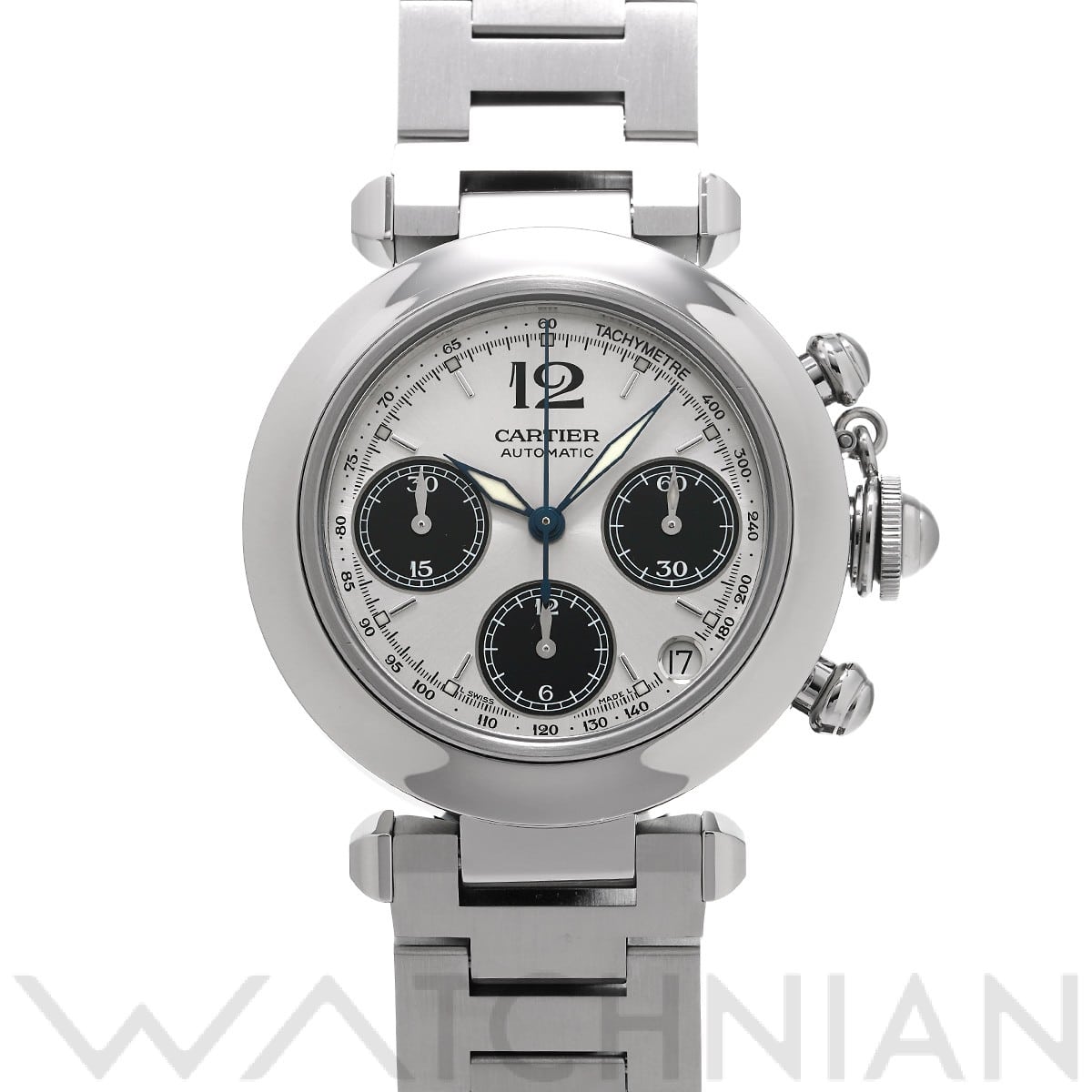 カルティエ / CARTIER パシャC クロノグラフ W31048M7 シルバー/ブラック ユニセックス 時計 【中古】【wristwatch】
