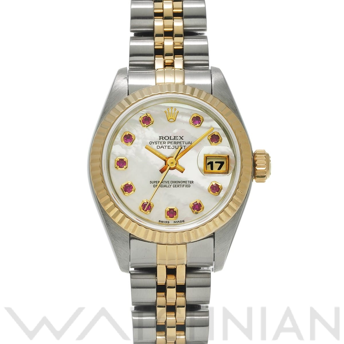 ロレックス / ROLEX デイトジャスト 69173NGR ホワイトシェル/ルビー レディース 時計 【中古】【wristwatch】