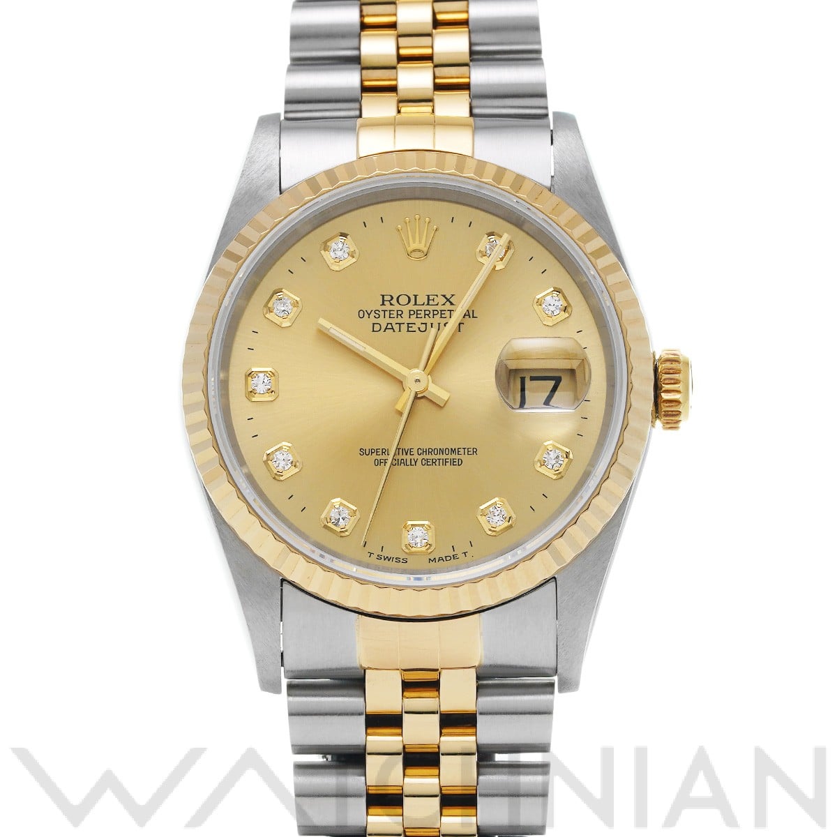 ロレックス デイトジャスト 16233G シャンパン/ダイヤモンド メンズ 時計 【中古】【wristwatch】