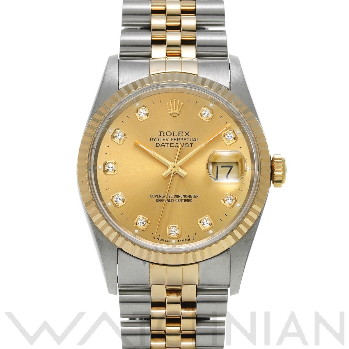 ロレックス デイトジャスト 16233G シャンパン/ダイヤモンド メンズ 時計 【中古】【wristwatch】