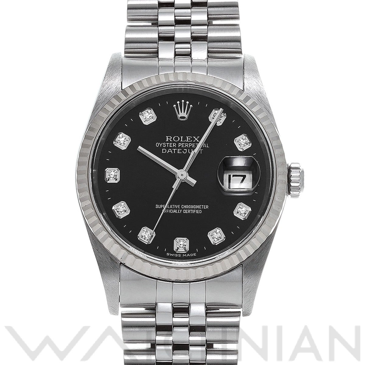 ロレックス デイトジャスト 16234G ブラック/ダイヤモンド メンズ 時計 【中古】【wristwatch】